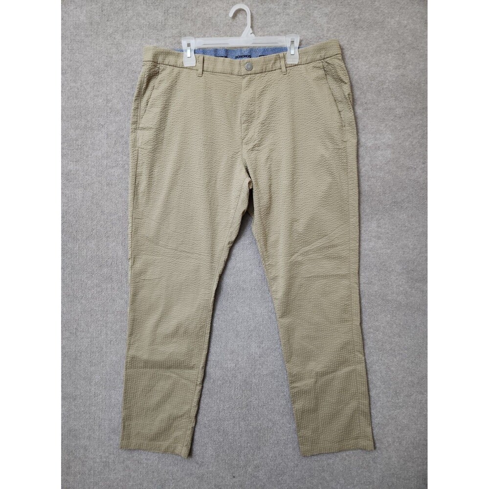 Bonobos Seersucker Golf Pants Mens 38x32 Tan Brown Athletic Fit Lightweight